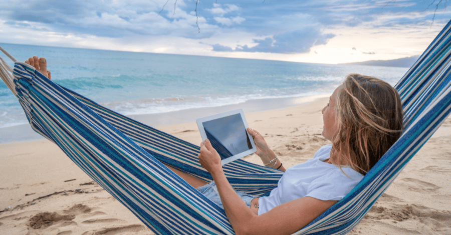 Remote working on the beach