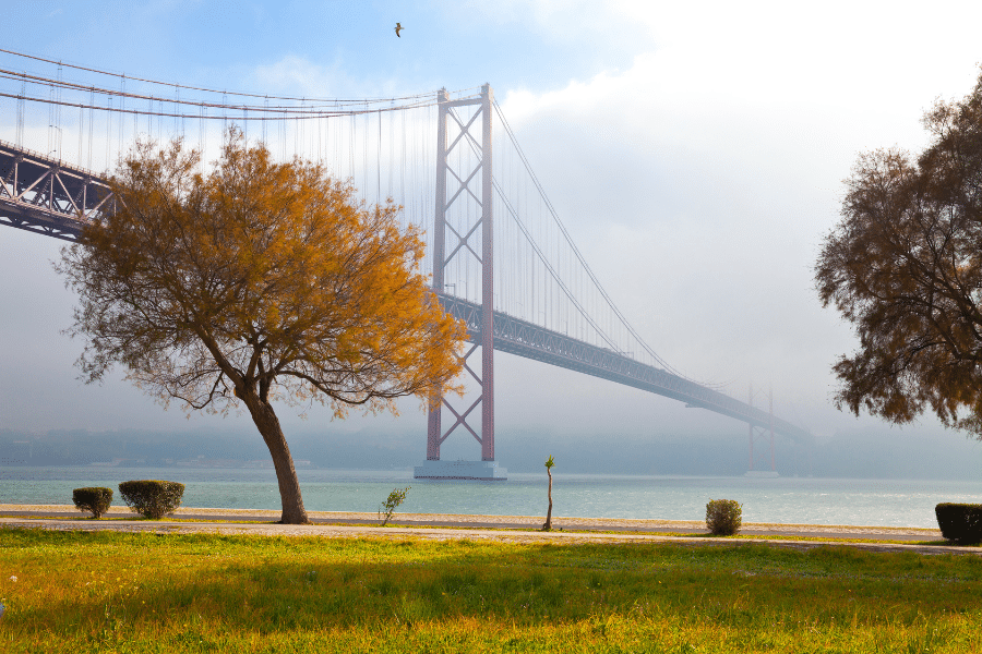 Lisbon Portugal foggy autumn