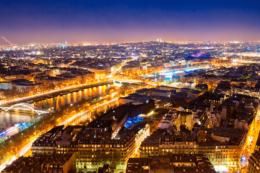 Paris France at night