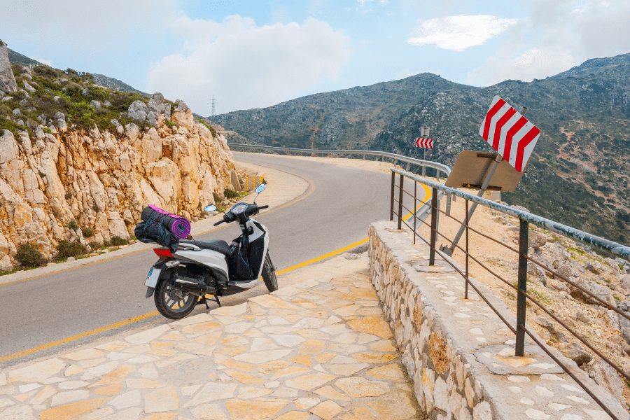 Scooter on the road in Greece