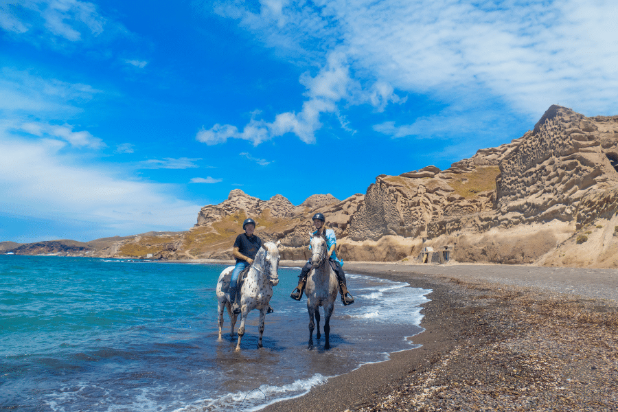 Horse riding beach santorini greece