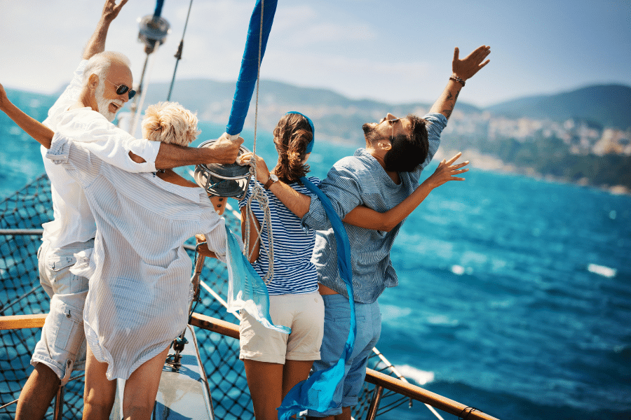 People sailing on boat