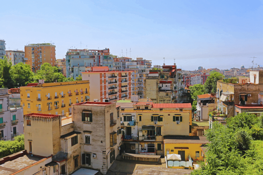 Apartment buildings in Naples Italy